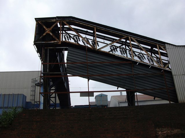 Covered conveyor belt at Darcast Crankshafts, Smethwick