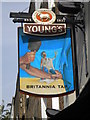TQ2478 : Britannia Tap pub sign, Warwick Road W14 by Robin Sones