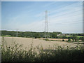 SP1668 : Power lines near Ireland's Farm by Robin Stott