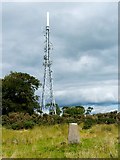 NS4884 : Aucheneck trig point, and telecoms mast by Lairich Rig