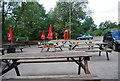 Outdoor drinking area, Prince of Wales, Hammer Bottom.