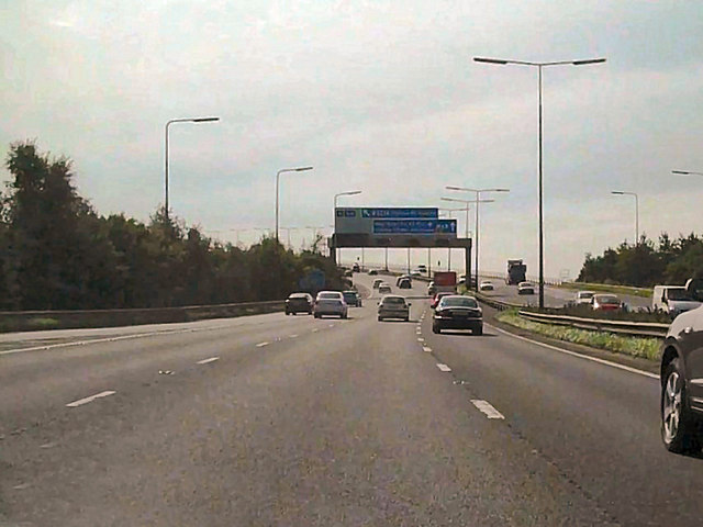 M60 At Eccles, Approach to Barton Bridge © David Dixon :: Geograph ...