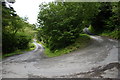 Rhos: road down to Nant-y-Bargoed, bottom hairpin