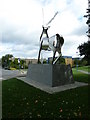 Looking past the Surrey Stag sculpture towards Surrey University