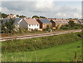 Portskewett : Monument Close houses viewed across railway lines