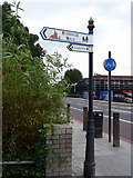 TQ2977 : Sign to Riverside Walk and Thames Path, London SW8 by Christine Matthews