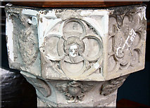 TM1215 : St Peter & St Paul, Saint Osyth, Essex - Font bowl by John Salmon