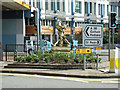 Traffic island sculpture