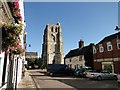 TM4290 : Beccles tower from New Market Place by Adrian S Pye