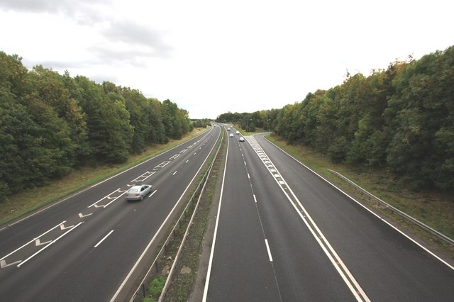 Road markings on the A19(T) road