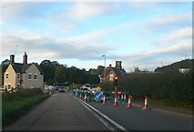 SO4579 : Road works on the Onibury junction by Eirian Evans