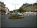 A mini roundabout on High Street, Skipton