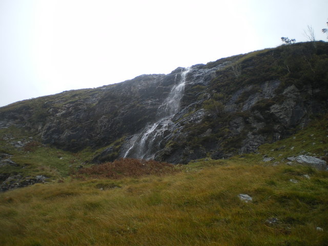 Waterfall near Kentallen after heavy rain.