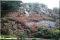 Crag and scree at the western edge of Mynydd Tir-y-cwmwd