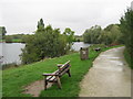 TQ7060 : Benches in Leybourne Lakes by David Anstiss