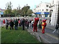 Flash-mob on grassy area adjacent to Swansea Castle