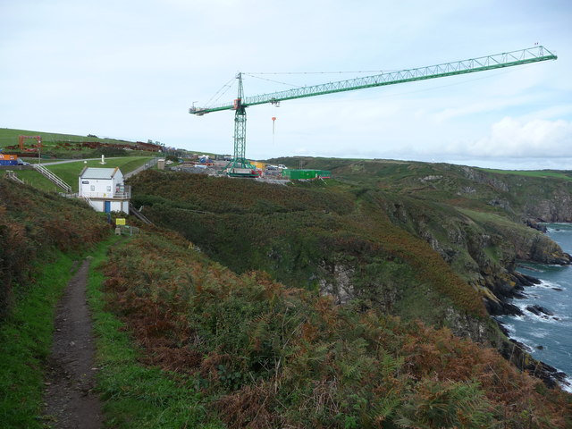 Clifftop construction site at Kilcobben Cove on The Lizard