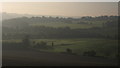 View of fields in Morning mist