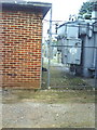 Wall bearing a benchmark at the Wallingford electricity substation, Moreton Avenue