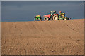 Tractor in a field at Burnside Farm, Stanley