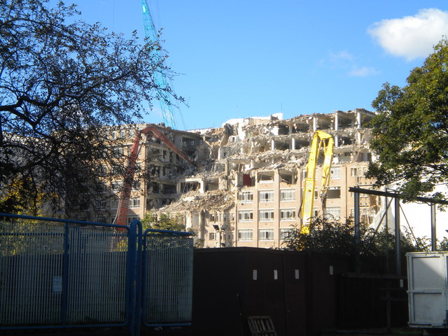 Charles House demolition from Warwick Road W14