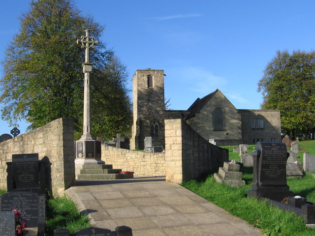 Pinxton - war memorial and St Helens Church