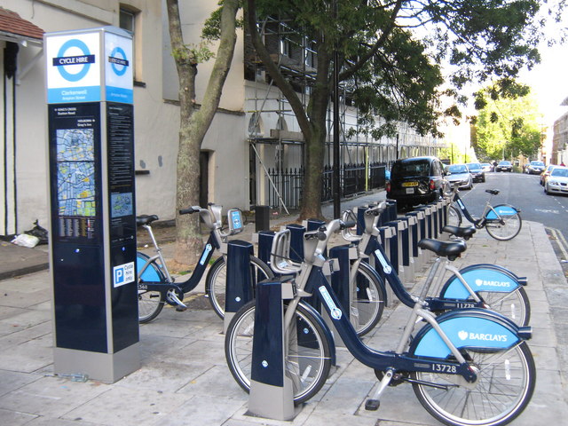 Barclay Cycle Hire Station on Ampton Road