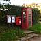 West Stour: postbox № SP8 56, phone and noticeboard