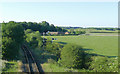 Pasture and railway line near Market Bosworth, Leicestershire