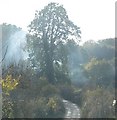 Smoke by the road to Bittery Cross