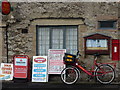 Calver Post Office, bike  & VR postbox