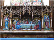NY8355 : St. Cuthbert's Church, Allendale - altar, painting of the Last Supper by Mike Quinn