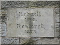 NY8355 : St. Cuthbert's Church, Allendale - date stone by Mike Quinn