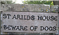 Cast metal decorative lettering, St Arild