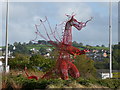 Red dragon sculpture on roundabout, Carmarthen