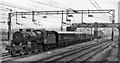 Down train of new carriages at site of Madeley Station