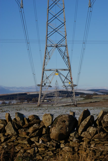 Pylons march across the countryside
