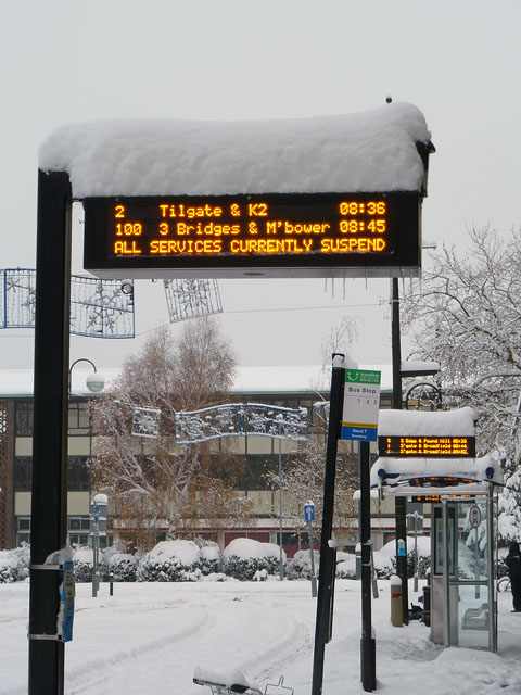 Bus stops, Crawley - "All services currently suspended"
