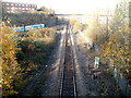 Railway line from Penarth approaches Cogan Junction