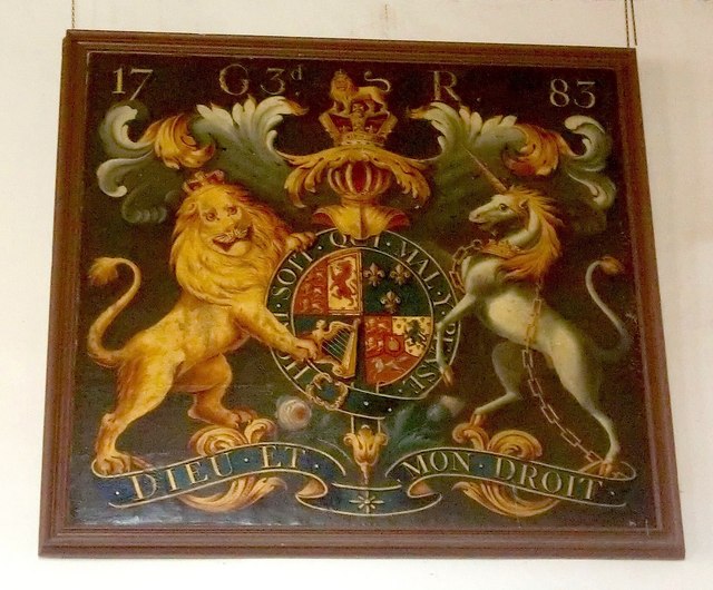 Royal Arms of King George III, 1783, in Thursley church