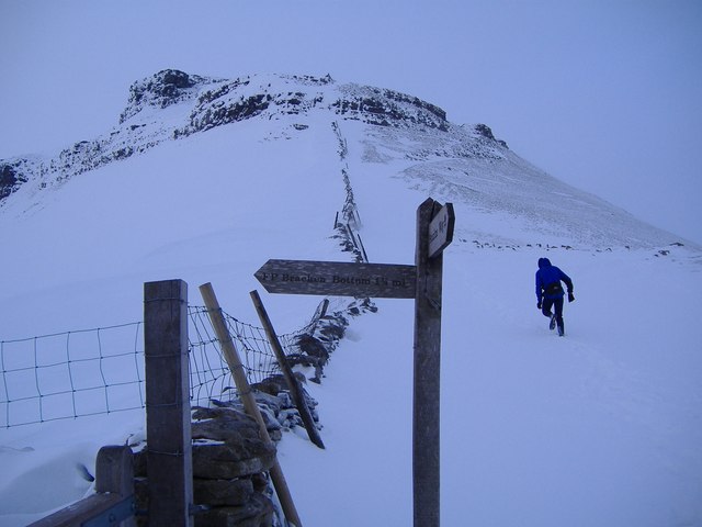 Lone Fellrunner heading for summit of Penyghent