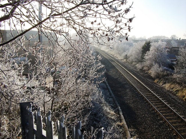 Frost alongside railway line