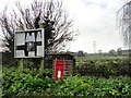 Parish notice board, GR postbox and pylons