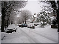 Coulsdon:  Windermere Road in the snow