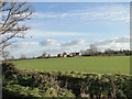 Houses on a sloping horizon at Linstead Parva