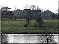 Heveningham Hall from the road looking over the lake