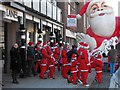 Santas outside Bear Lanes, Broad Street