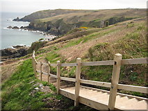 SW4338 : Coast path above Treen Cove by Philip Halling
