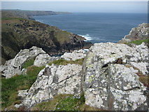 SW4238 : Rocks above the Cornish coast by Philip Halling