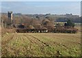 Bungalow and church, Dartington